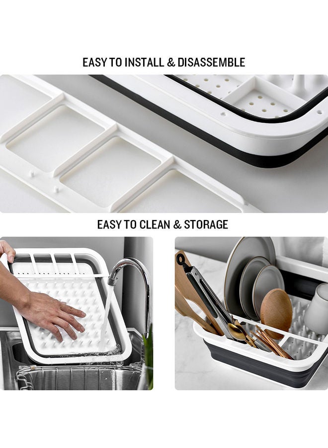 Generic Dish Drainer Collapsible Rack White/Black 320 x 360mm  - Image 3