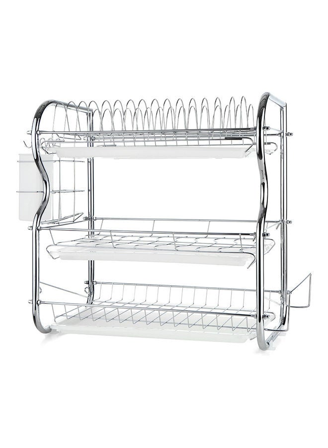 Generic 3-Tier Dish Rack Kitchen Supplie Silver/White 47 x 17 x 26.5cm  - Image 1