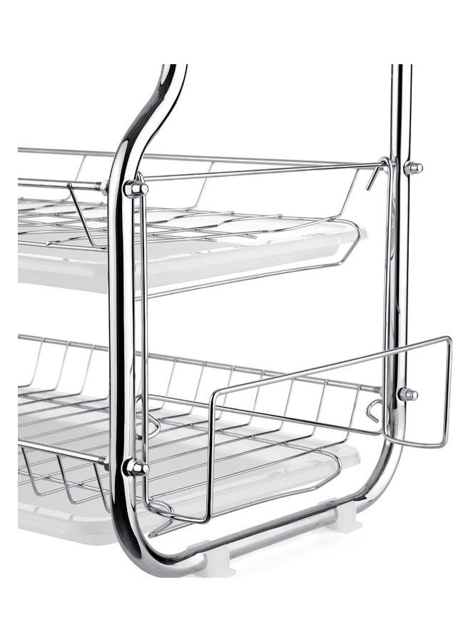 Generic 3-Tier Dish Rack Kitchen Supplie Silver/White 47 x 17 x 26.5cm  - Image 4