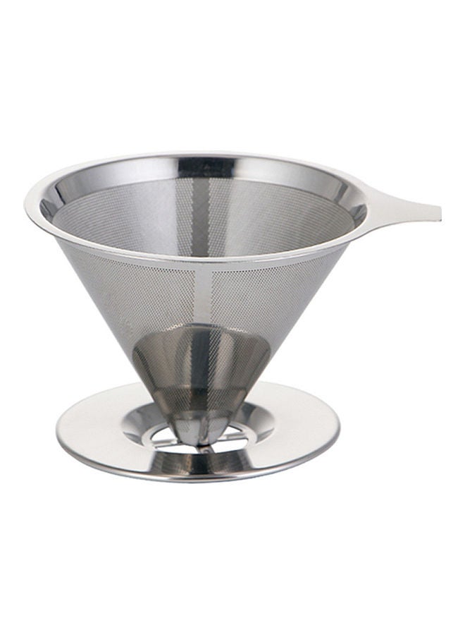 Coffee Filter Pour Over Funnel Brew Drip Tea Metal Mesh Basket Silver - Image 1