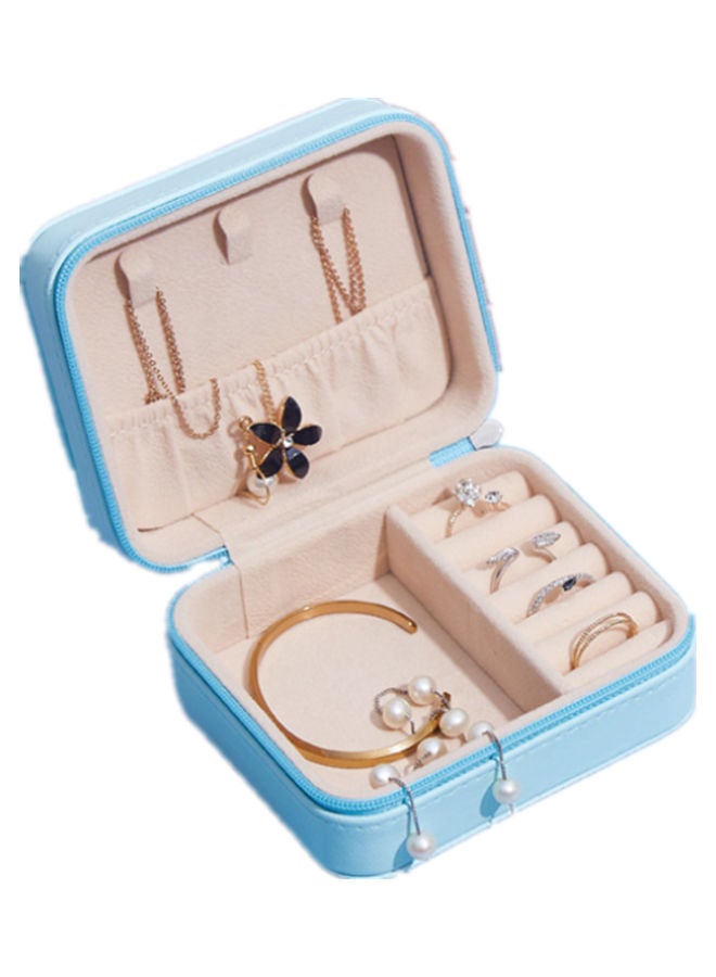 QiaoKai Leather Simple Jewelry Storage Box blue  - Image 3