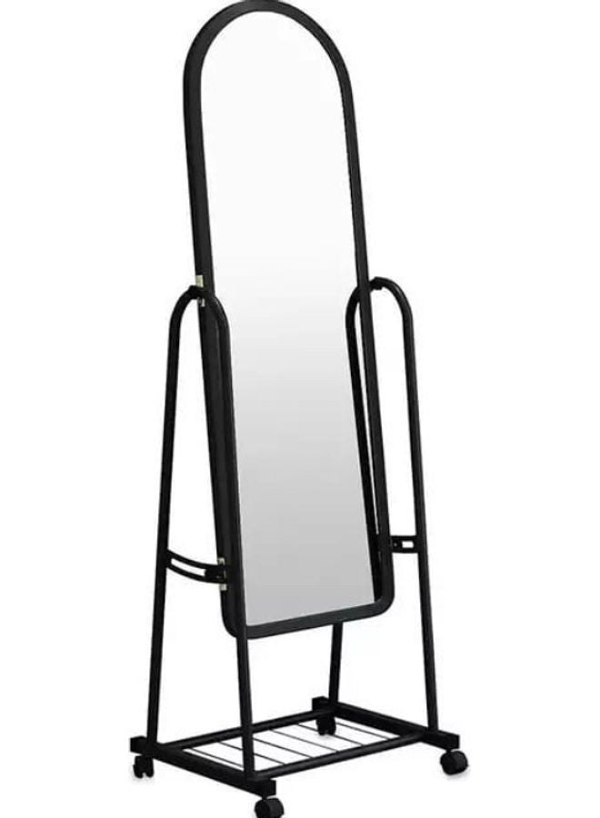 Standing Mirror with Holder and Castor Black 123 x 45 x 66cm - v1612331659/N43091844A_1