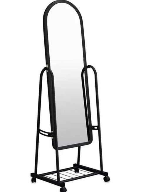 Standing Mirror with Holder and Castor Black 123 x 45 x 66cm