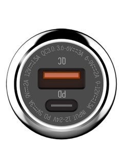 إل دينو شاحن سيارة سريع مزود بموصل طاقة بمنفذ USB وتقنية الشحن السريع 3.0 ووضع مزدوج أسود/فضي  - Image 2
