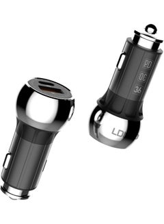 إل دينو شاحن سيارة سريع مزود بموصل طاقة بمنفذ USB وتقنية الشحن السريع 3.0 ووضع مزدوج أسود/فضي  - Image 3
