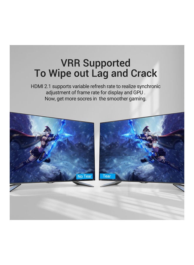 فينشن كابل HDMI يعمل بدقة عالية الوضوح 2.1 وعرض نطاق ترددي بدقة 8K للاستخدام مع أجهزة الحاسوب وسمارت بوكس وأجهزة العرض أسود - Image 2