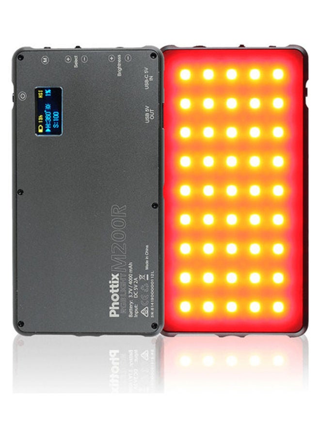 Phottix - M200R RGB LED On-Camera Light Panel With USB Power Bank Black - Image 1