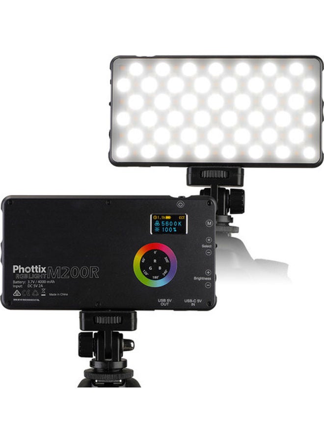 Phottix - M200R RGB LED On-Camera Light Panel With USB Power Bank Black - Image 1