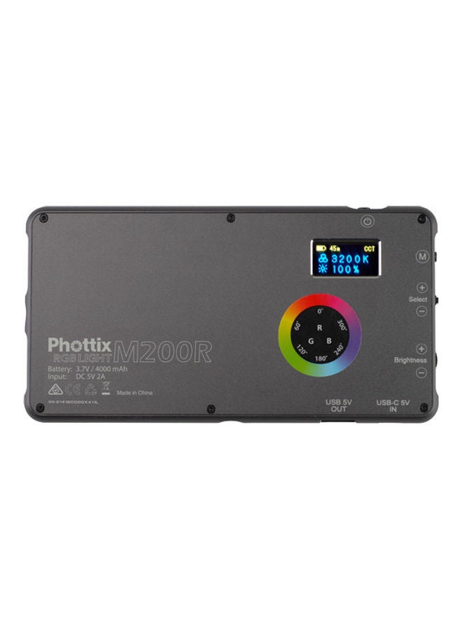 Phottix - M200R RGB LED On-Camera Light Panel With USB Power Bank Black - Image 1