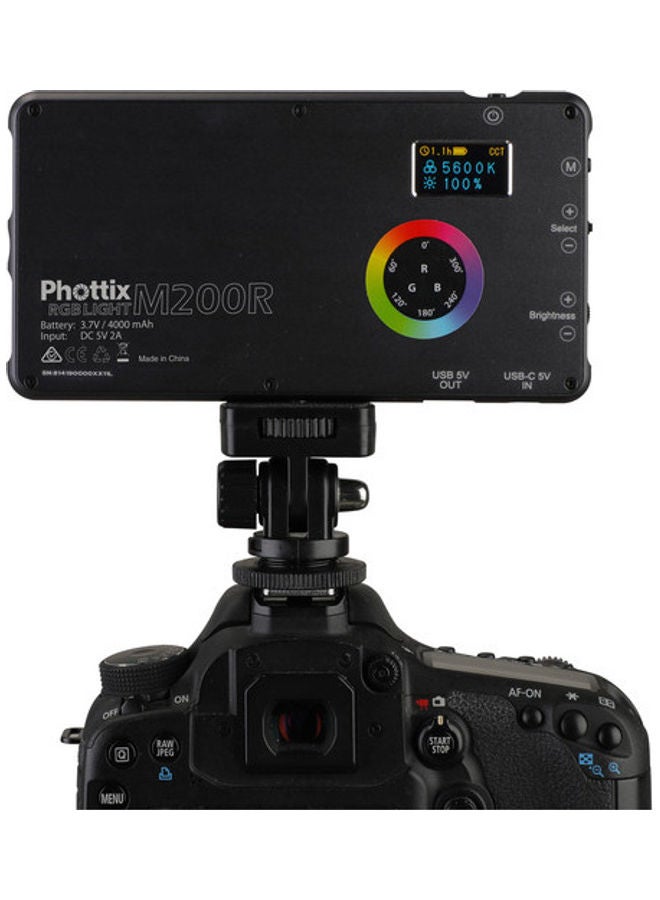 Phottix - M200R RGB LED On-Camera Light Panel With USB Power Bank Black - Image 1