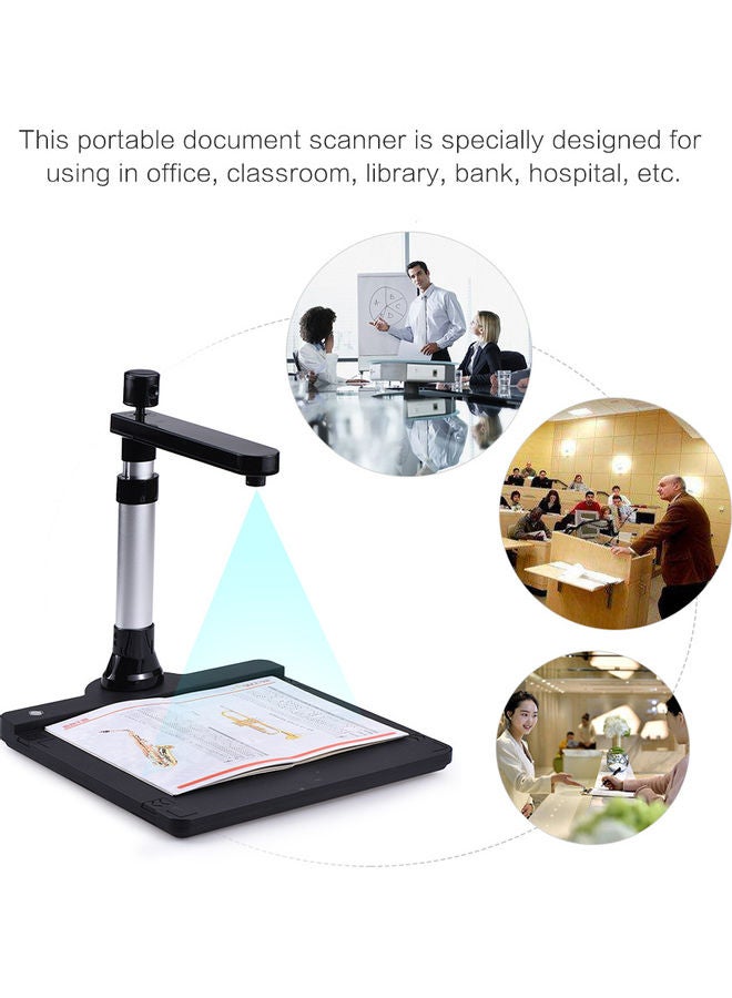 Adjustable HD High Speed USB Book Image Document Camera Scanner Dual Lens Black/Silver  - Image 2