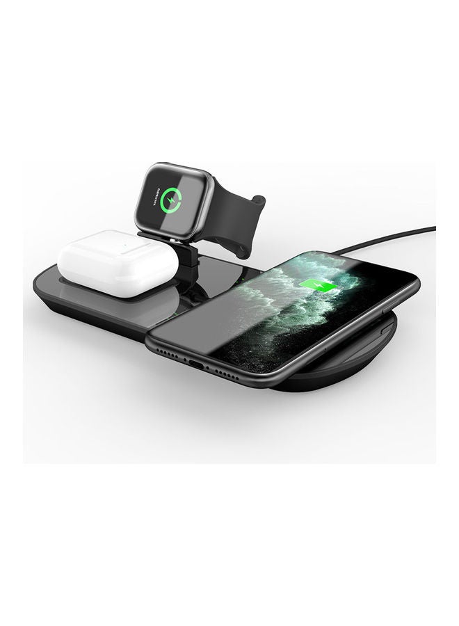 3-in-1 Wireless Charging Station For Apple Watch/Earbuds/Smartphone Black - Image 2