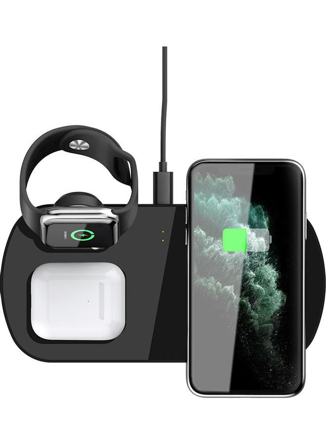 3-in-1 Wireless Charging Station For Apple Watch/Earbuds/Smartphone Black - Image 1