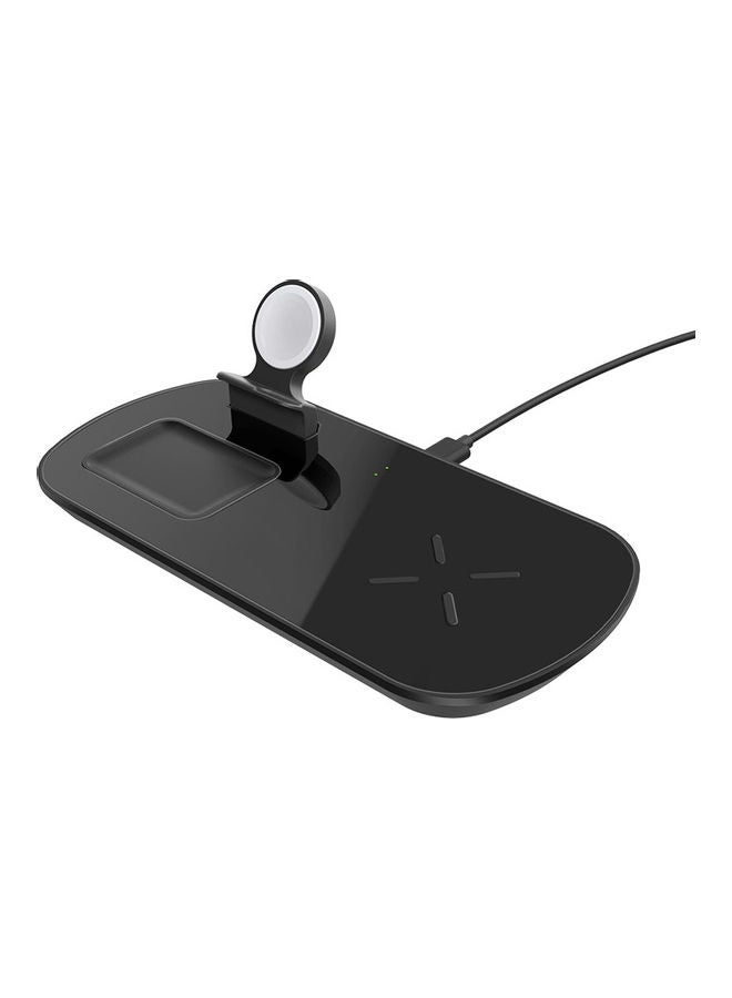 3-in-1 Wireless Charging Station For Apple Watch/Earbuds/Smartphone Black - Image 4