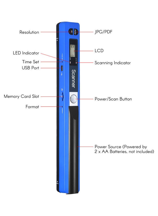 Portable Handheld Wand Wireless Scanner Blue  - Image 2