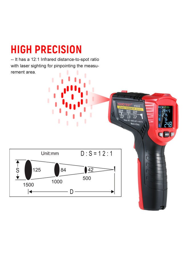 Non-Contact Infrared Thermometer Red/Black  - Image 2