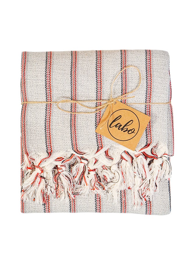 LAISLABONITA Turkish Peshtemal Towel Beige/Red 180 x 90cm  - Image 2