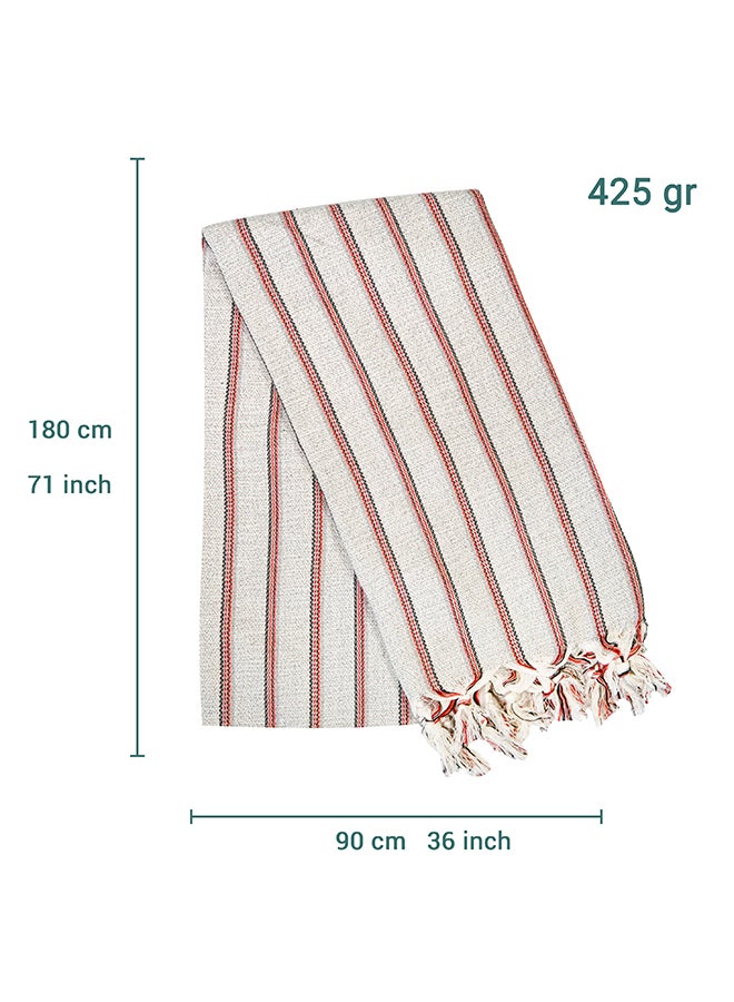 LAISLABONITA Turkish Peshtemal Towel Beige/Red 180 x 90cm  - Image 3
