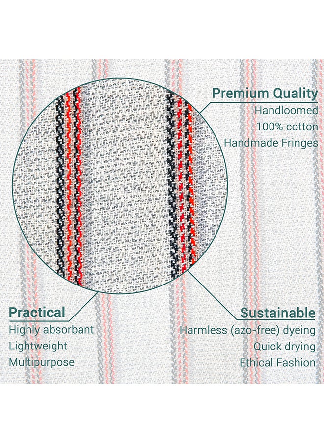LAISLABONITA Turkish Peshtemal Towel Beige/Red 180 x 90cm  - Image 4
