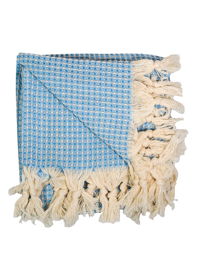 LAISLABONITA Turkish Peshtemal Towel Blue/Beige 180 x 90cm  - Image 1