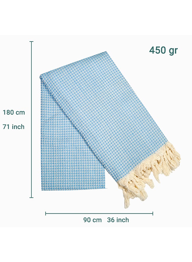 LAISLABONITA Turkish Peshtemal Towel Blue/Beige 180 x 90cm  - Image 3