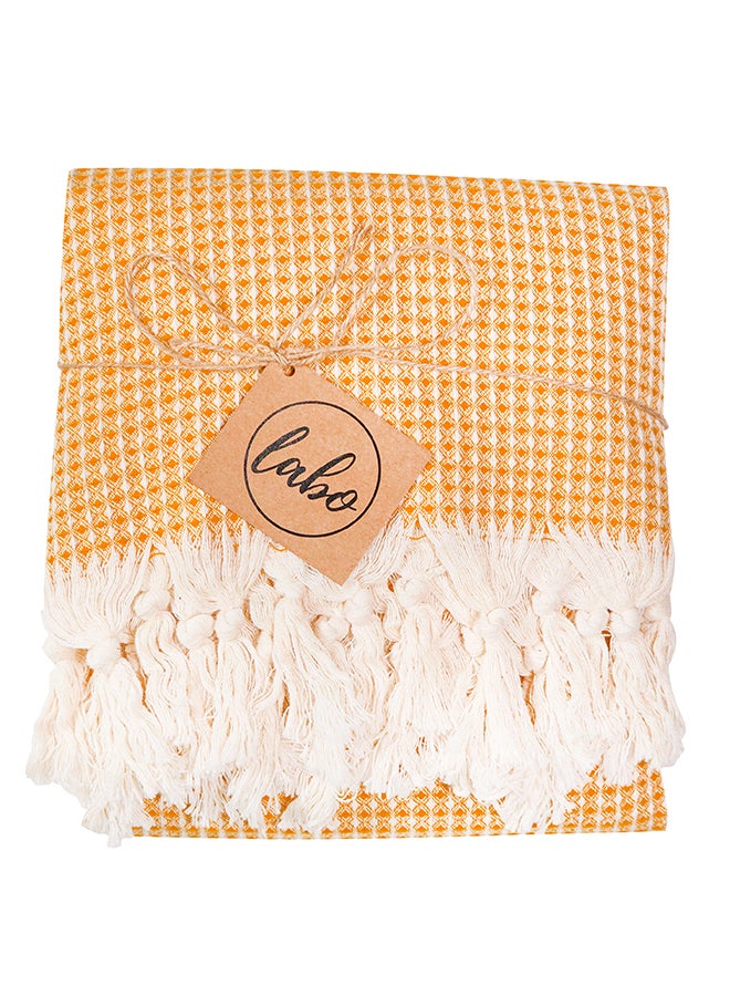 LAISLABONITA Turkish Peshtemal Towel Yellow/Beige 180 x 90cm  - Image 2