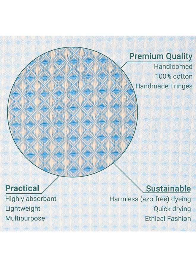 LAISLABONITA Turkish Peshtemal Towel Blue/Beige 180 x 90cm  - Image 4