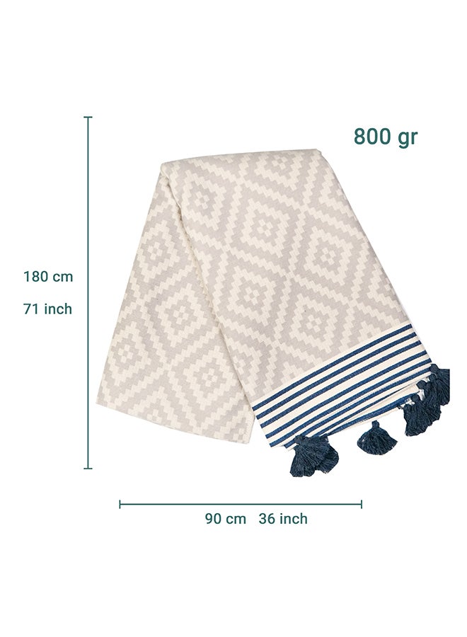 LAISLABONITA Turkish Peshtemal Towel White/Blue 180 x 90cm  - Image 3