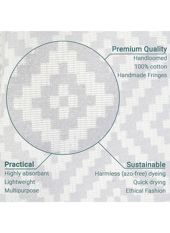 LAISLABONITA Turkish Peshtemal Towel White/Blue 180 x 90cm  - Image 4