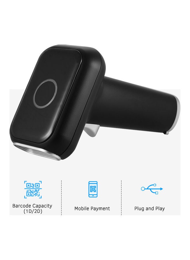 ماسح باركود ضوئي سلكي محمول باليد مزود بمنفذ USB ومستشعر صور CMOS أسود - Image 1