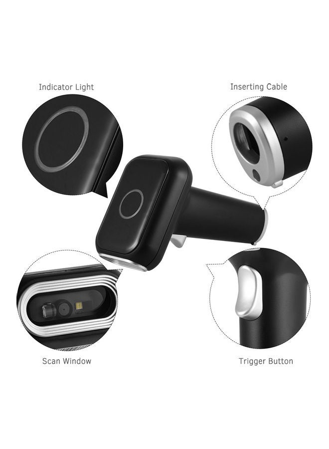 ماسح باركود ضوئي سلكي محمول باليد مزود بمنفذ USB ومستشعر صور CMOS أسود - Image 2
