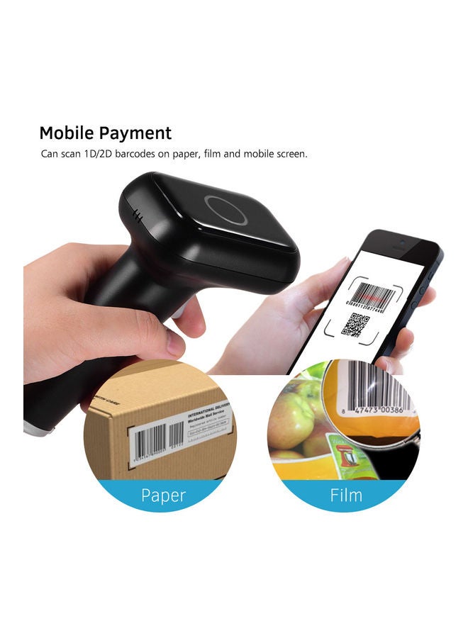 ماسح باركود ضوئي سلكي محمول باليد مزود بمنفذ USB ومستشعر صور CMOS أسود - Image 4