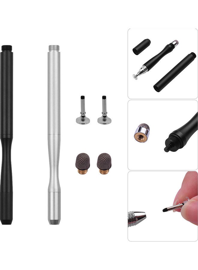 2-Piece Fine Point Precision Stylus Pens Black/Silver - Image 2