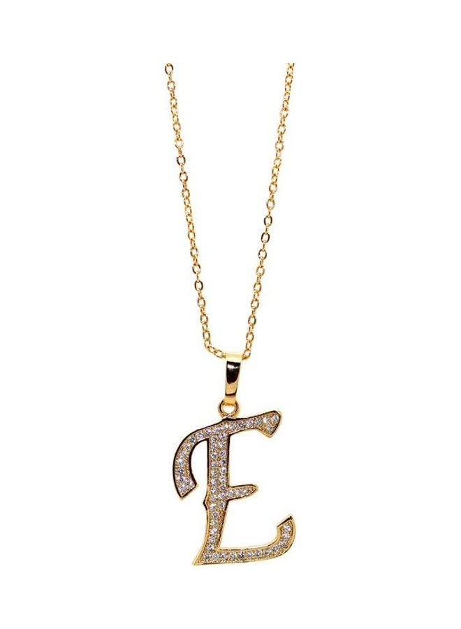 Alphabet E Stone Studded Pendant Necklace