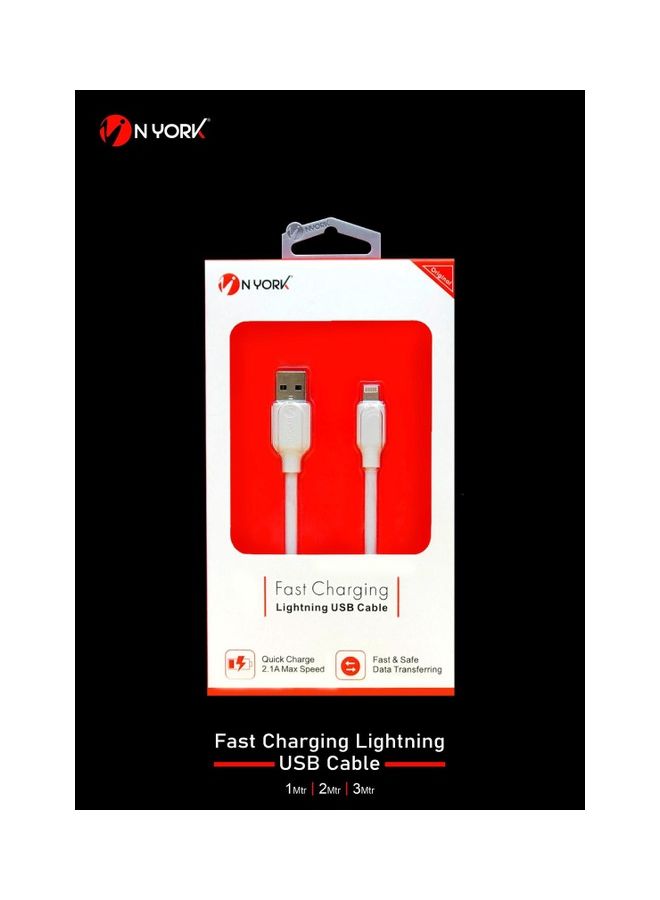 NYORK Fast Charge Lightning USB Cable White - Image 2