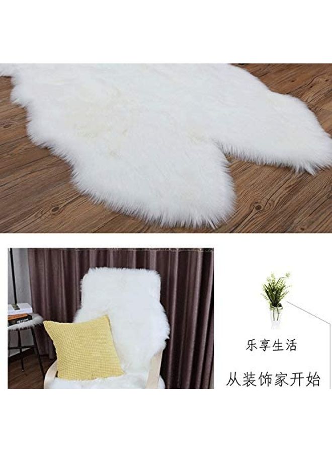 Irregular Faux Wool Sofa Cushion White  - Image 2