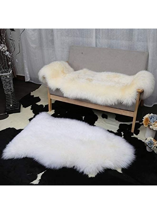 Irregular Faux Wool Sofa Cushion White  - Image 3