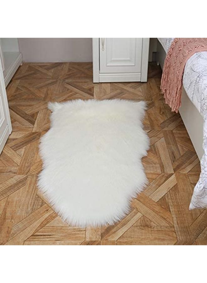 Irregular Faux Wool Sofa Cushion White  - Image 1