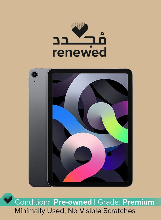 ابل  مجدد - آي باد إير 2020 (الجيل الرابع) مقاس 10.9 بوصة بذاكرة داخلية سعة 64 جيجابايت يدعم خاصية واي فاي مع تطبيق فيس تايم بلون رمادي فلكي - نسخة الشرق الأوسط - Image 1