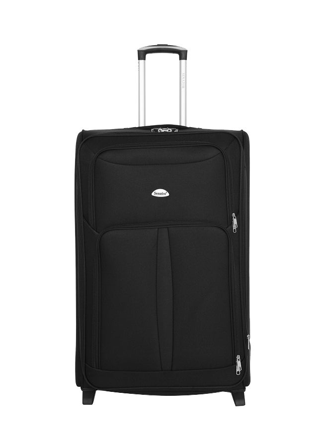 SENATOR - Soft Shell Large Checked Luggage Trolley For Unisex Ultra Lightweight Expandable Suitcase With 2 Wheels Black - Image 1