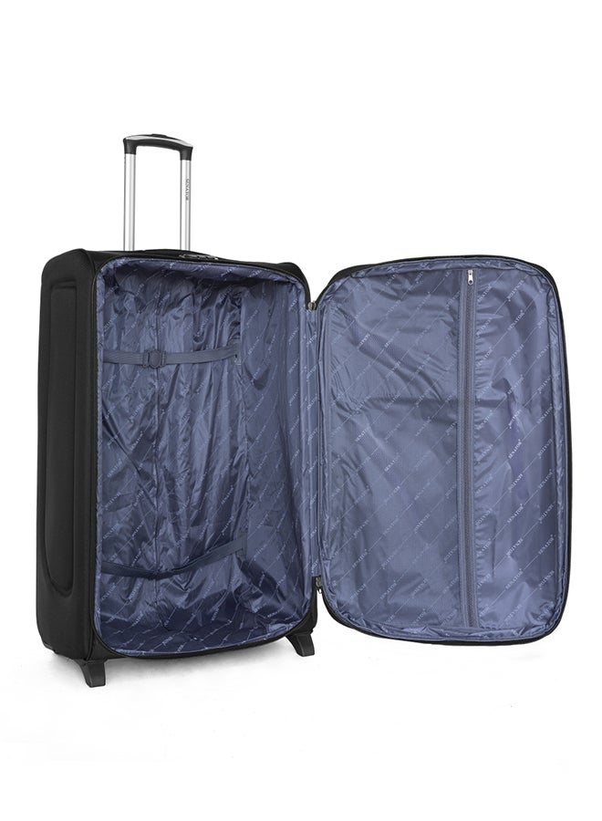 SENATOR - Soft Shell Large Checked Luggage Trolley For Unisex Ultra Lightweight Expandable Suitcase With 2 Wheels Black - Image 1