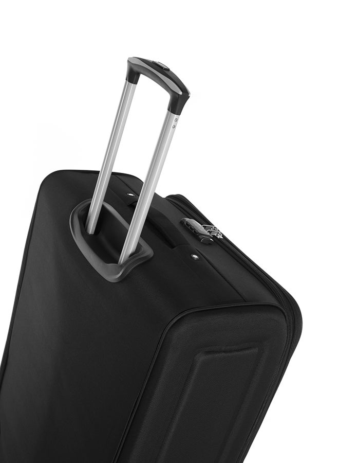 SENATOR - Soft Shell Large Checked Luggage Trolley For Unisex Ultra Lightweight Expandable Suitcase With 2 Wheels Black - Image 1