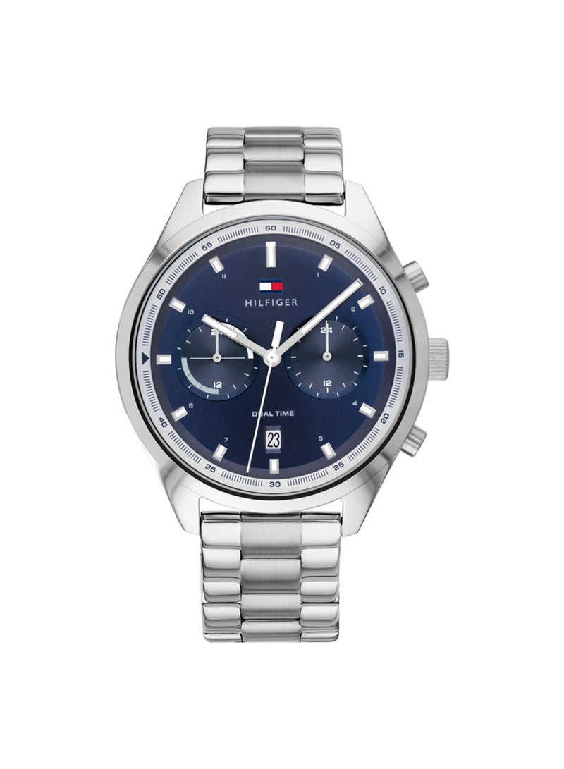 TOMMY HILFIGER Men's Bennett Round Shape Stainless Steel Analog Wrist Watch 44 mm - Silver - 1791725  - Image 1