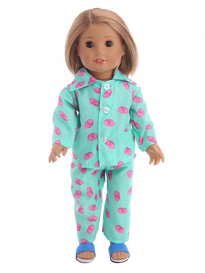 2-Piece Long Sleeves Pyjama Set For 18-Inch Fashion Doll