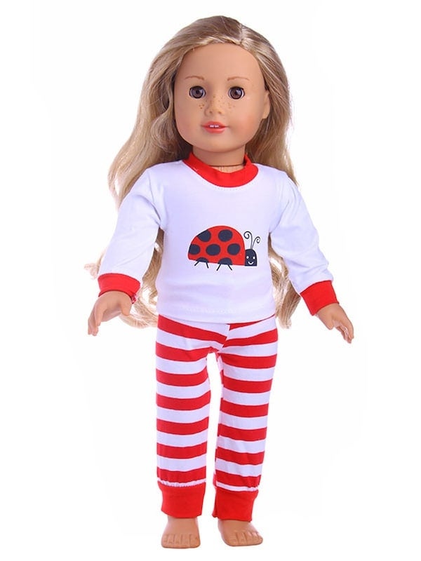 2-Piece Long Sleeves Pyjama Set For 18-Inch Fashion Doll - Image 4