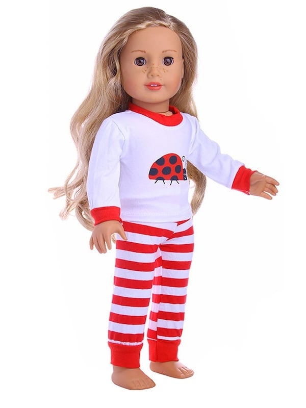 2-Piece Long Sleeves Pyjama Set For 18-Inch Fashion Doll - Image 5