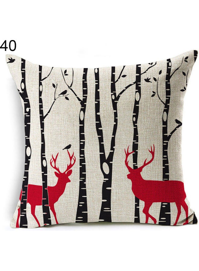 Christmas Reindeer Printed Cushion Cover Multicolour 45x45cm