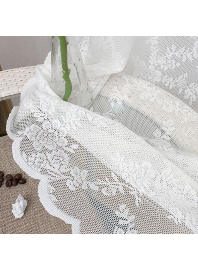 Lace Flower Pattern Sheer Curtain White - Image 5