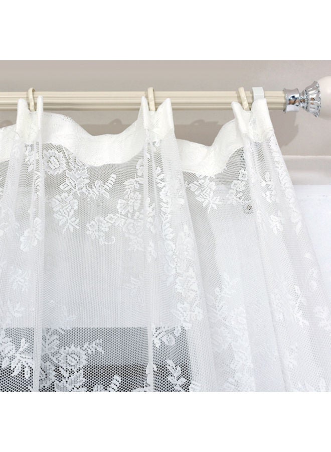 Lace Flower Pattern Sheer Curtain White - Image 3