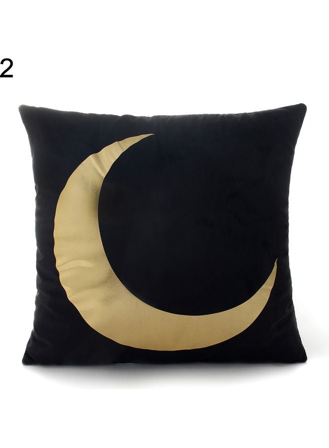Moon Printed Throw Cushion Cover Black/Gold 45x45cm - Image 1